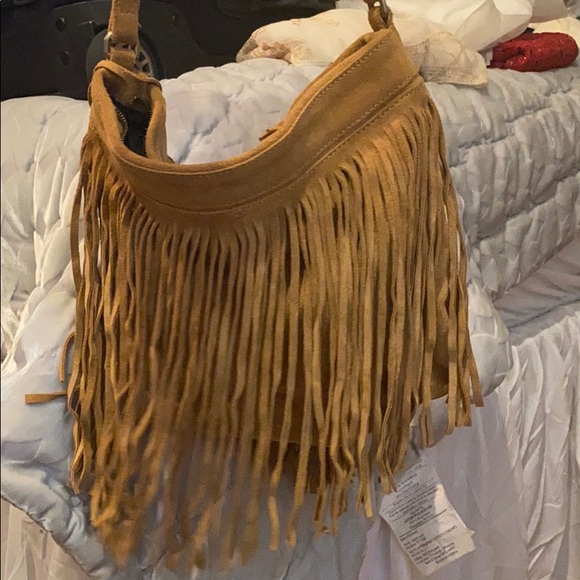 Wilfred Free Tan Suede Fringe Purse - Picture 2 of 7